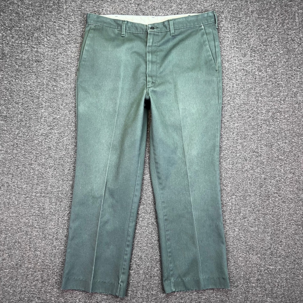 Big Mac Work Pants Mens 36x27 Green Vintage Heritage Workwear Made in USA Twill